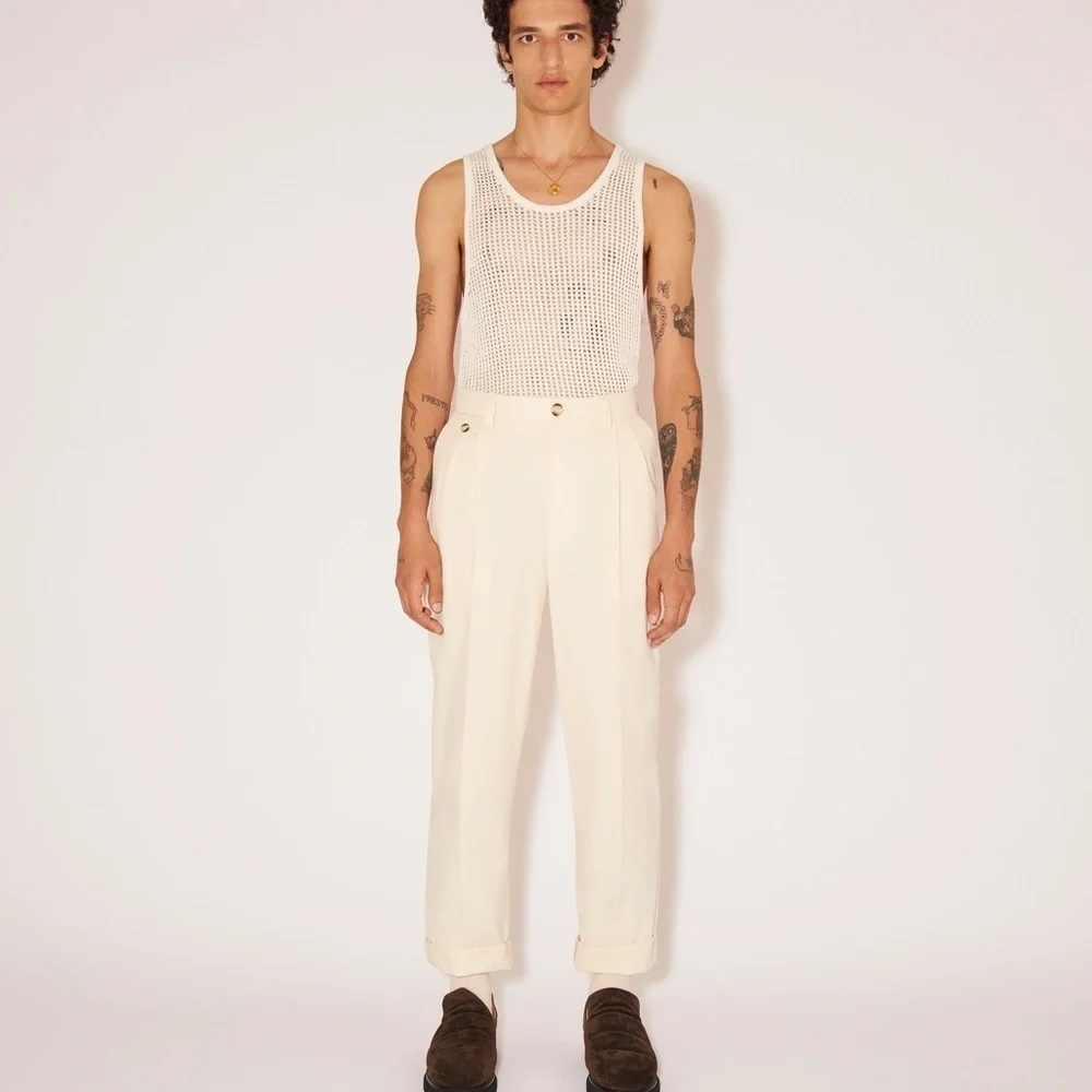 NWT NANUSHKA | GINI - Heavy Poplin High Rise Tailored Pants - Creme | Size Large